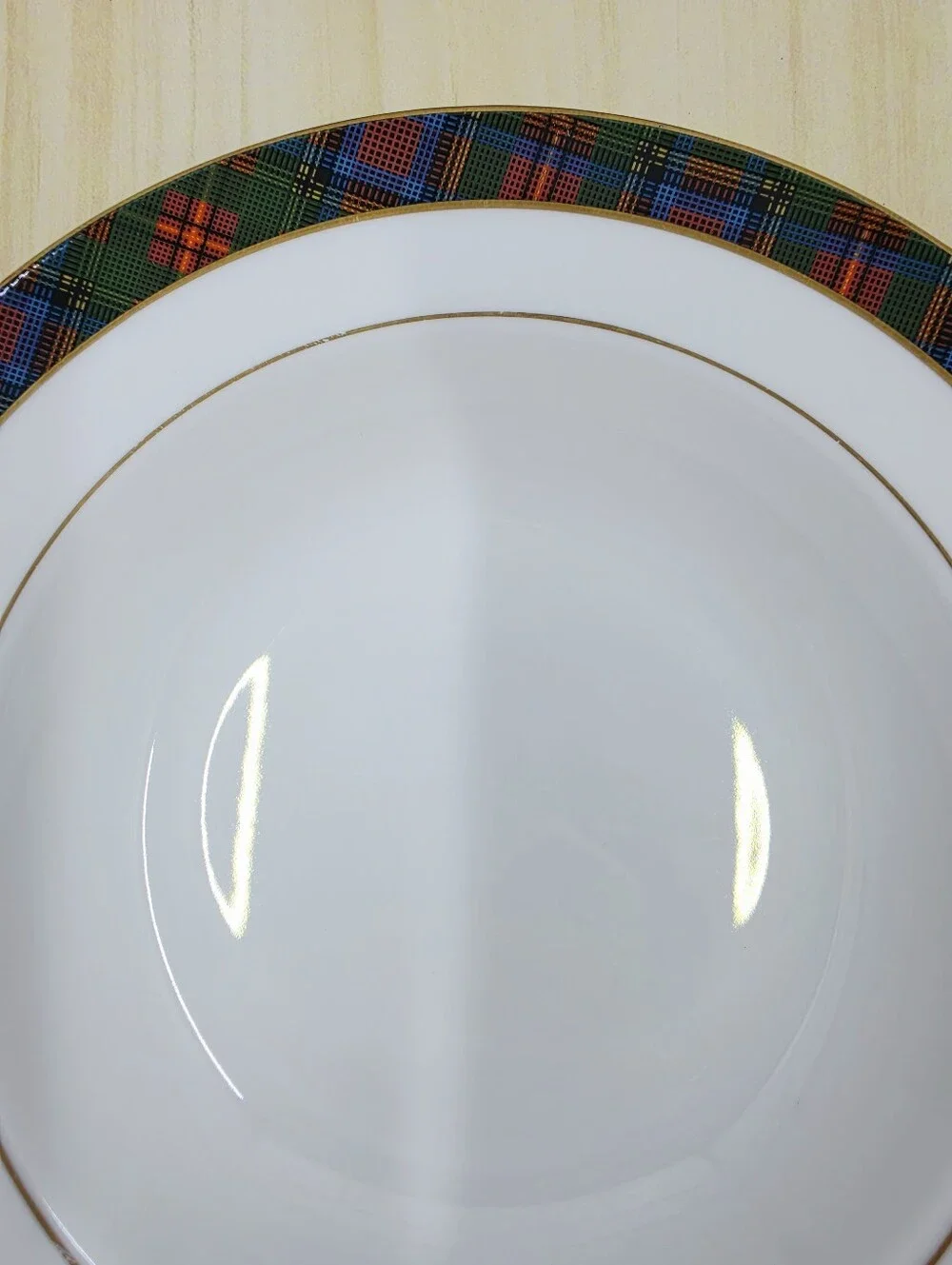 Wedgwood Ralph Lauren Highland Pattern Soup Bowl Red Green Tartan Rim England